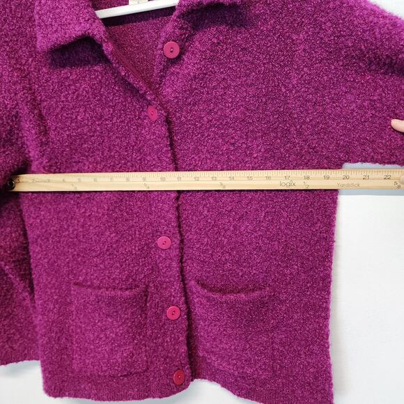 Vintage Marisa Christina Cardigan Sweater Size S Purple Wool Blend Boucle Knit - Picture 7 of 10